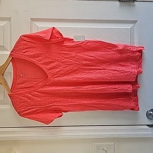 Gap Linen V-Neck Tee M Coral